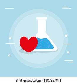 tube test flask with heart cardio