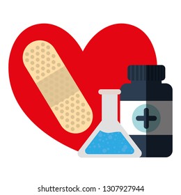 tube test flask with heart cardio
