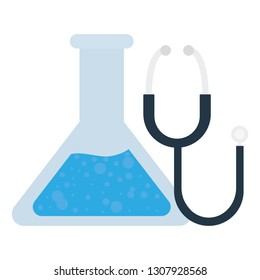 tube test flask with stethoscope