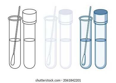 Ilustración vectorial del kit de prueba de tubo en versión de contorno y color