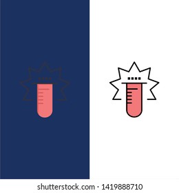 Tube, Test, Medical, Lab  Icons. Flat and Line Filled Icon Set Vector Blue Background