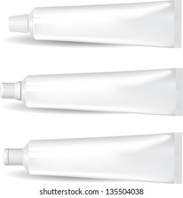 Tube Of Toothpaste, Cream Or Gel Grayscale Silver White Clean. Ready For Your Design.