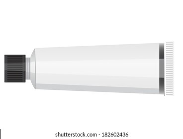 Tube Of Toothpaste, Cream Or Gel Grayscale Silver White Clean. Ready For Your Design. Product Packing Vector EPS10