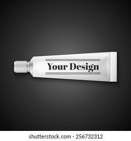 Tube Of Toothpaste, Cream Or Gel Grayscale Silver White Clean.