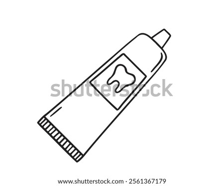 tube of toothpaste doodle hand drawn icon. Outline drawing tube of toothpaste line clipart symbol. Vector illustration