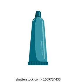 Tube of toothpaste  in flat style isolated on white background. Closed tube. Vector illustration