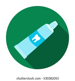 Tube of toothpaste icon in flat style isolated on white background. Dental care symbol stock vector illustration.