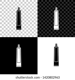 Tube of toothpaste icon isolated on black, white and transparent background. Vector Illustration