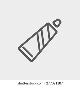 Tube of toothpaste icon thin line for web and mobile, modern minimalistic flat design. Vector dark grey icon on light grey background.