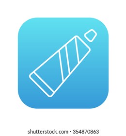 Tube of toothpaste line icon for web, mobile and infographics. Vector white icon on the blue gradient square with rounded corners isolated on white background.