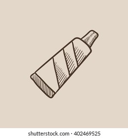Tube of toothpaste sketch icon.