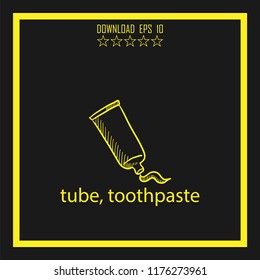 tube, toothpaste sketch vector icon