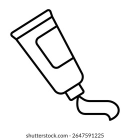 Tube aus Zahnpasta dünne Linie Symbol, Apotheke Konzept. Vektorgrafiken. Zahnpasta, Zahnarztschild auf weißem Hintergrund, Stil mobil oder Design