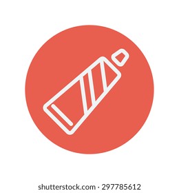 Tube of toothpaste thin line icon for web and mobile minimalistic flat design. Vector white icon inside the red circle