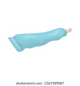 A tube of toothpaste and a toothbrush. Vector illustration