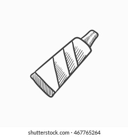 Tube aus Zahnpasta, Vektorgrafik Symbol einzeln auf Hintergrund. Handgezeichnete Tube aus Zahnpasta Symbol. Tube aus Zahnpasta Sketch Symbol für Infografik, Website oder App.