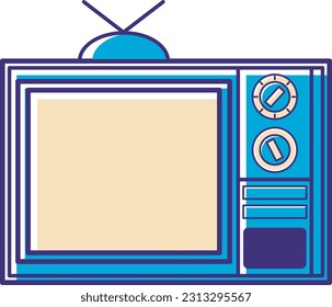 un diseño de iconos de vectores de tv de tubo coloreado en azul y beige para dar una impresión simple, minimalista y elegante, este diseño tiene el tema de la tecnología de hardware, que es simple, minimalista y elegante.