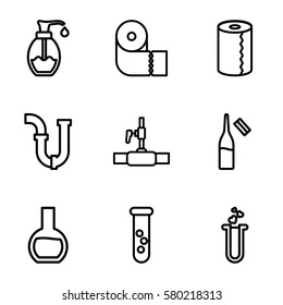 tube vector icons. Set of 9 tube outline icons such as paper towel, pipe, water pipe, ampoule