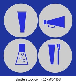 tube vector icons set. with test tube, toothbrush toothpaste, loud speaker and cream tube in set