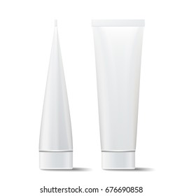 Tube Vector Mock Up. Empty Clean. Cream, Cosmetic Products Blank 3D Tube. Isolated Cosmetic Packaging