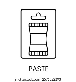 A tube in vector placed on a card, representing packaged products, with an editable stroke.