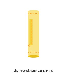 Tube yellow pencil case on white background. School supplies for kids vector illustration. Stationery, education concept