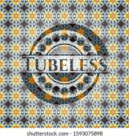 Tubeless arabic emblem background. Arabesque decoration.