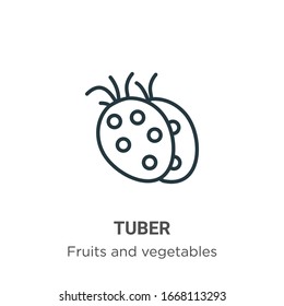Tuber outline vector icon. Thin line black tuber icon, flat vector simple element illustration from editable fruits and vegetables concept isolated stroke on white background