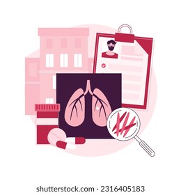 Tuberculosis abstract concept vector illustration. World tuberculosis day, mycobacterium infection, diagnostics and treatment, infectious lung disease, contagious infection abstract metaphor.