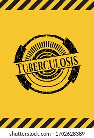 Tuberculosis black grunge emblem inside yellow warning sign. Vector Illustration. Detailed. 