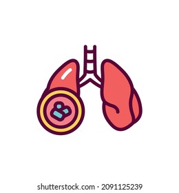 Icono de la línea de color de la tuberculosis. Elemento vector aislado. Pictograma de esquema para página web, aplicación móvil, promoción