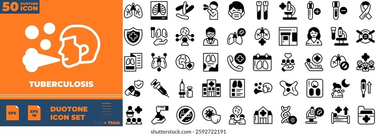 Tuberculosis Duotone Editable Icons set. Vector illustration in modern thin duotone style of tuberculosis icons: tb, pulmonary, bacteria, etc
