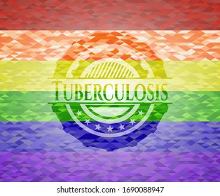 Tuberkulose-Symbol auf Mosaikhintergrund mit den Farben der LGBT-Flagge