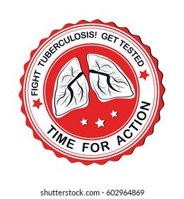 Tuberculosis - get tested grunge red stamp. Tuberculosis red label / badge. Fight TB. Print colors used.