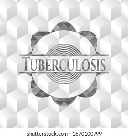 Tuberculosis grey badge with geometric cube white background