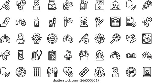 Iconos de tuberculosis Iconos de vectores de alta calidad Colección con trazo editable. Ideal para Profesional y proyectos creativos