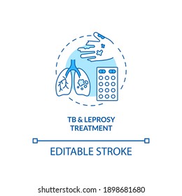 Tuberculosis and leprosy treatment concept icon. Top international health programs. Dangerous illness treatment idea thin line illustration. Vector isolated outline RGB color drawing. Editable stroke