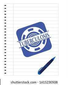 Tuberculosis pen effect. Blue ink. Vector Illustration. Detailed.