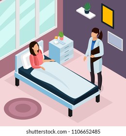 Tuberculosis prevention isometric composition  with hospital treatment symbols vector illustration