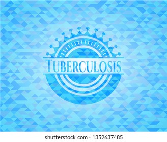 Tuberculosis sky blue emblem with triangle mosaic background