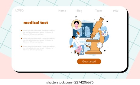 Tuberculosis specialist web banner or landing page. Human pulmonary system diseases diagnostic and treatment. Phthisiatrician checking human lungs in fluorography. Flat vector illustration