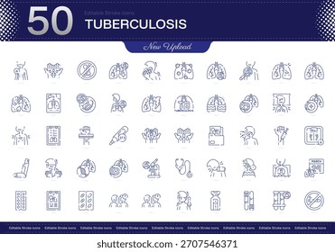 Ícone de traço de tuberculose. Conjunto de ícone de linha Tuberculose. ícone de traçado editável pacote. Pacote De Ícones De Estilo Linear, Fino E Linha. Totalmente personalizável