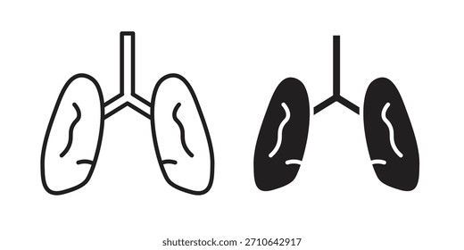 Icono de tuberculosis en un diseño de Vector de trazo negro y versión sólida plana sobre fondo blanco