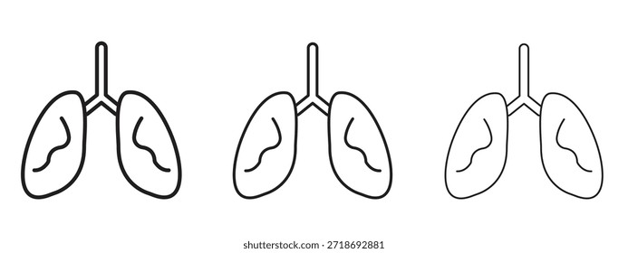 Tuberculosis TB icon logo black pictogram set. thin line outline art.