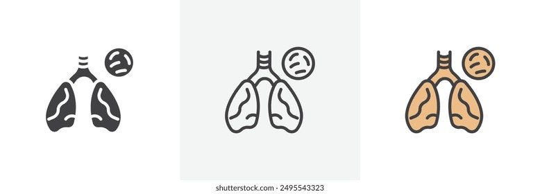 Icono de tuberculosis TB colección sobre fondo blanco.