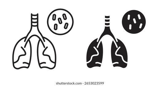 Símbolo de icono de tuberculosis en negro. línea e iconos planos