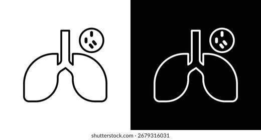 Símbolos del Vector del icono de la tuberculosis en líneas blancas y negras