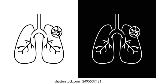 Icono de la línea de tuberculosis TB conjunto de Ilustración vectorial.