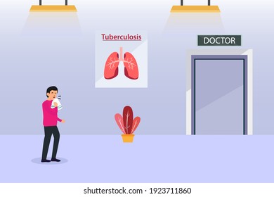 Tuberculosis vector concept: Young patient infected tuberculosis visiting doctor room 