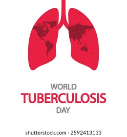 Tuberculosis world day red lungs, vector art illustration.